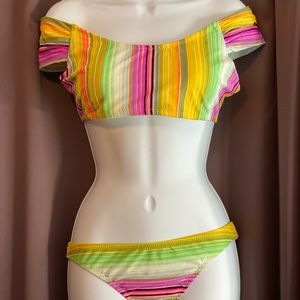 Off shoulder swim suit multi color